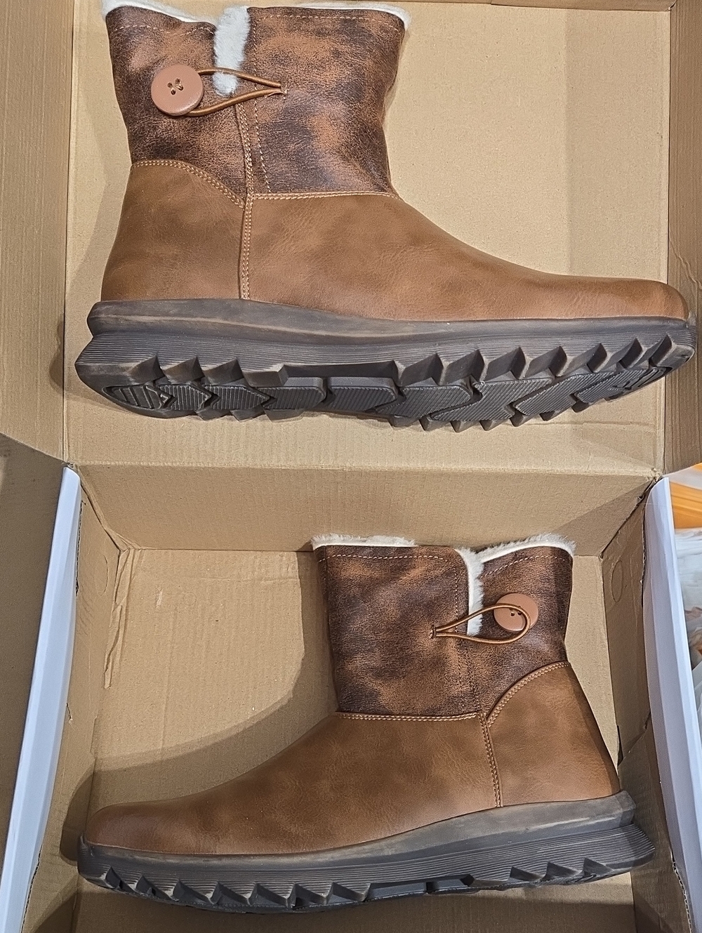 Rollda Brown Faux-Shearling Button Boots Size 11 New In Box
